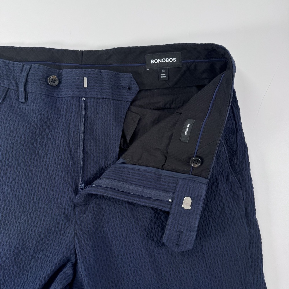 BONOBOS Seersucker Pants Mens 33x24 *Hemmed Italian Fabric Tailored Fit Blue - Picture 6 of 16
